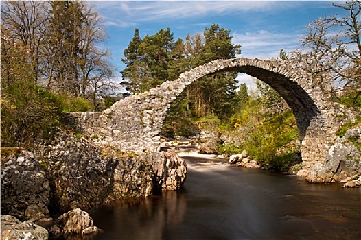 中世纪,石桥,上方,河,苏格兰