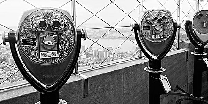 双筒望远镜,塔,风景,上面,帝国大厦,纽约,美国