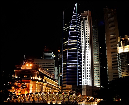 夜晚,天际线,新加坡