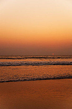海滩,黄昏,果阿,印度