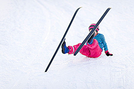 女孩,滑雪