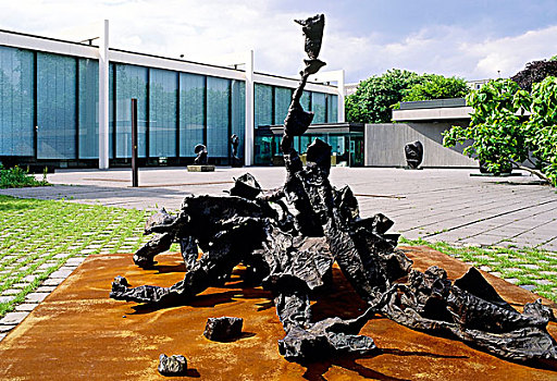 金属,雕塑,位于,正面,博物馆,中心,国际,杜伊斯堡,北莱茵威斯特伐利亚,德国,欧洲