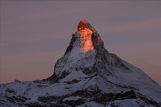 马塔角,日出,策马特峰,瓦莱,瑞士