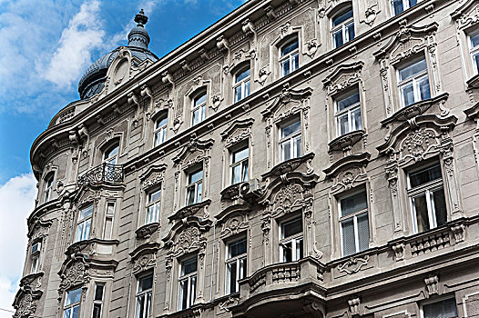 建筑正面,粉饰灰泥,19世纪,维也纳,奥地利,欧洲