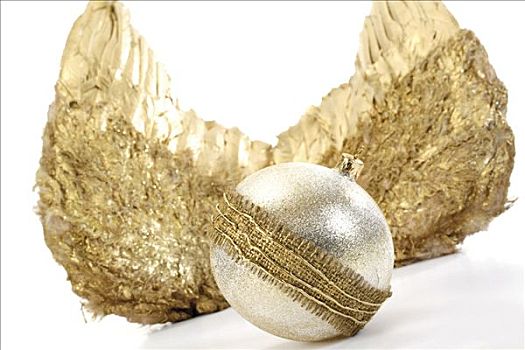 黄金,丝带,圣诞饰品,正面,金色,天使之翼