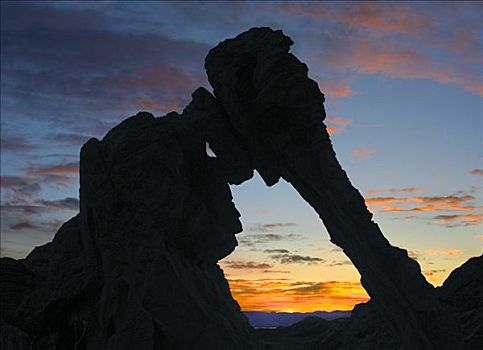 石头,剪影,日落,火焰谷州立公园,内华达