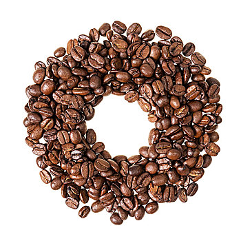 圆,咖啡豆,隔绝,白色背景
