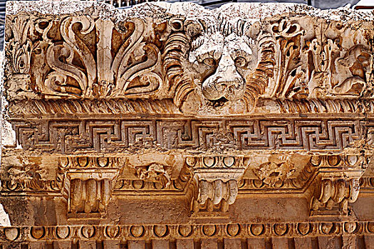 黎巴嫩巴尔贝克神庙石狮浮雕遗迹