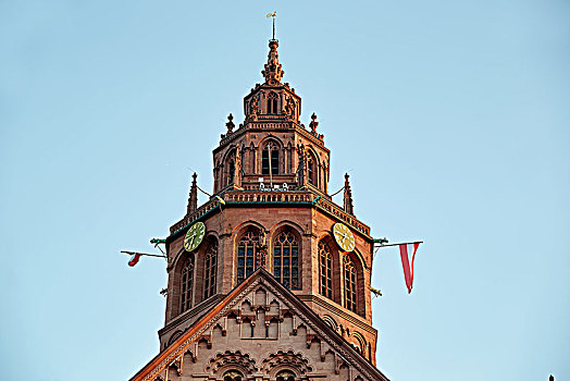 塔,大教堂,美因茨,莱茵兰普法尔茨州,德国,欧洲