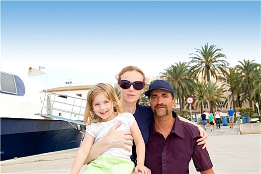 家庭,游客,伊比萨岛,城镇,港口