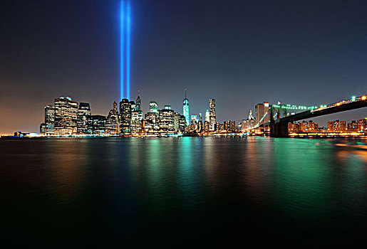 纽约,市区,布鲁克林大桥,911事件,夜晚