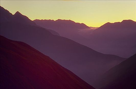 日出,风景,阿尔卑斯山,瑞士