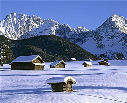 冬季风景,靠近,山峦,上巴伐利亚,德国