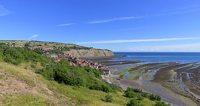 风景,乡村,湾,退潮,英格兰,英国,欧洲