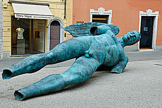 雕塑,大教堂广场,卢卡,托斯卡纳,意大利,欧洲
