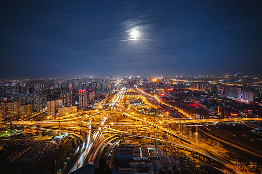 北京夜晚四惠桥全景