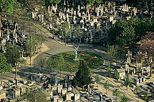 法国,巴黎,蒙帕尔纳斯,墓地,俯视