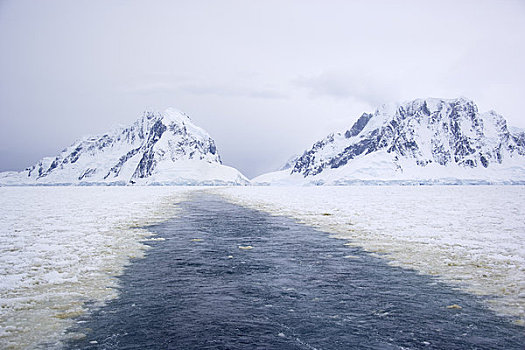 尾流,破冰船,水道,南极