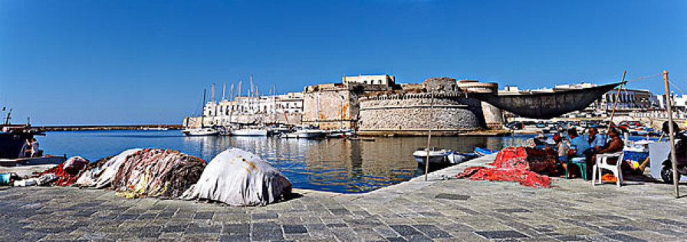 港口,老,城墙,阿普利亚区,意大利
