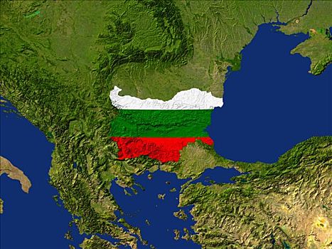 卫星图,保加利亚,旗帜,遮盖