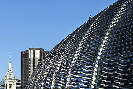 伦敦,英国,2009年,特写,外景,建筑正面,节能,纤维,材质,清晰,蓝天