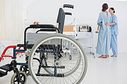 医生,帮助,病人,走,轮椅,前景