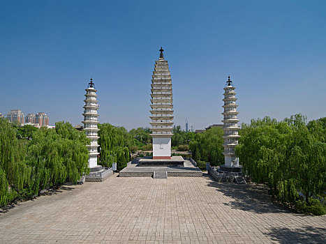 三个,塔,广场,大理,中国,博物馆,北京