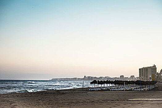 太阳椅,海滩,芬吉罗拉,西班牙