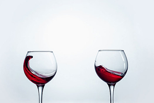 两个,葡萄酒杯,白色