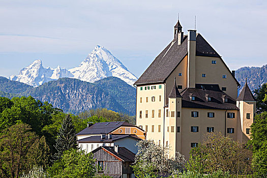 城堡,正面,瓦茨曼山,贝希特斯加登阿尔卑斯山