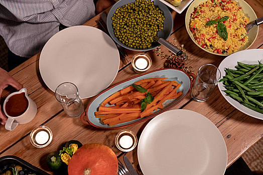 感恩节,晚餐,桌子,在家