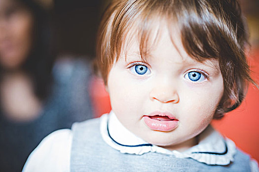 特写,头像,女性,幼儿,蓝眼睛