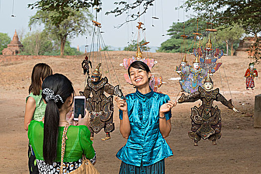 亚洲,缅甸,蒲甘,木偶,展示
