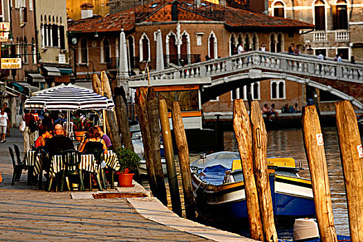 餐馆,运河,卡纳雷吉欧区,威尼斯,威尼托,意大利,欧洲