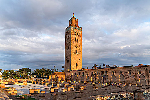 尖塔,库图比亚清真寺,清真寺,摩洛哥,非洲