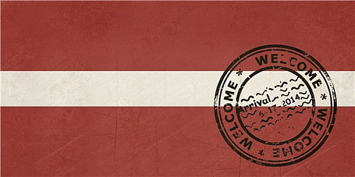 欢迎,拉脱维亚,旗帜,护照