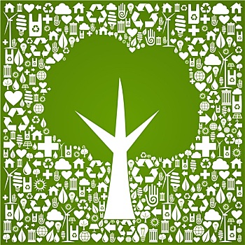 绿色,树,形状,上方,象征,背景
