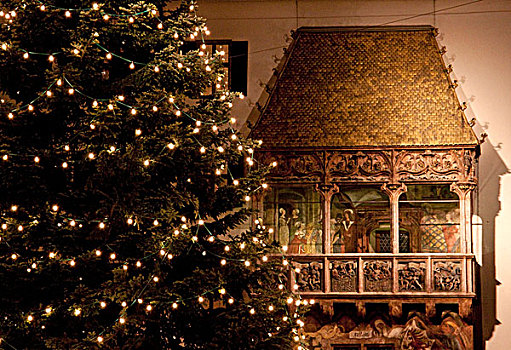 金色,屋顶,圣诞节,树,因斯布鲁克,奥地利,欧洲