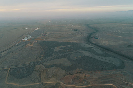 新疆哈密,航拍三道岭煤矿矿坑