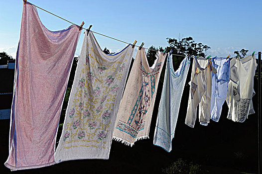 洗衣服,洗,线条,岛屿,玛丽亚,亚速尔群岛,葡萄牙