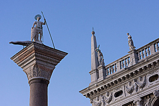 威尼斯,圣马科,雕塑,圣徒,西奥多,守护神