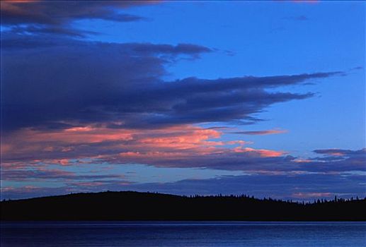 湖,日落,苏必利尔湖,安大略省,加拿大