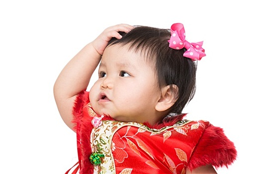 中国人,女婴,挠头