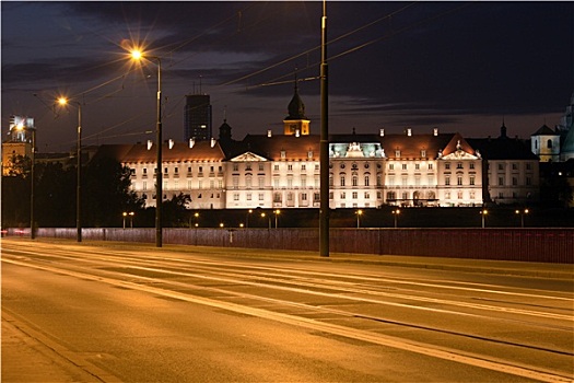 皇家,城堡,夜晚,华沙