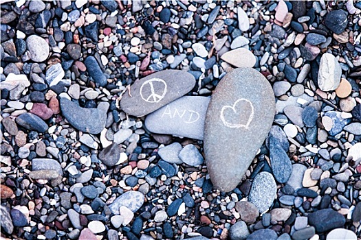 平和,喜爱,象征,岩石上