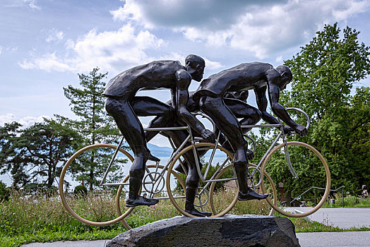 骑车,雕塑,奥运,洛桑,瑞士,欧洲