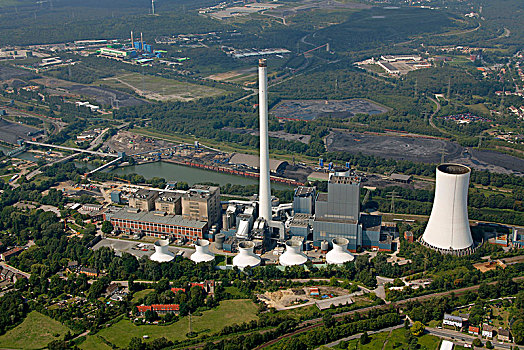 航拍,发电站,鲁尔区,北莱茵威斯特伐利亚,德国,欧洲
