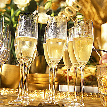 玻璃,香槟,新,聚会