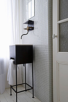 现代,浴室,装饰,灰色,镶嵌图案,砖瓦