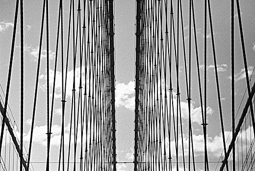 悬挂,线缆,布鲁克林,桥,纽约,美国